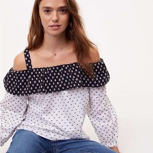 LOFT Petite Geo Off the Shoulder Top